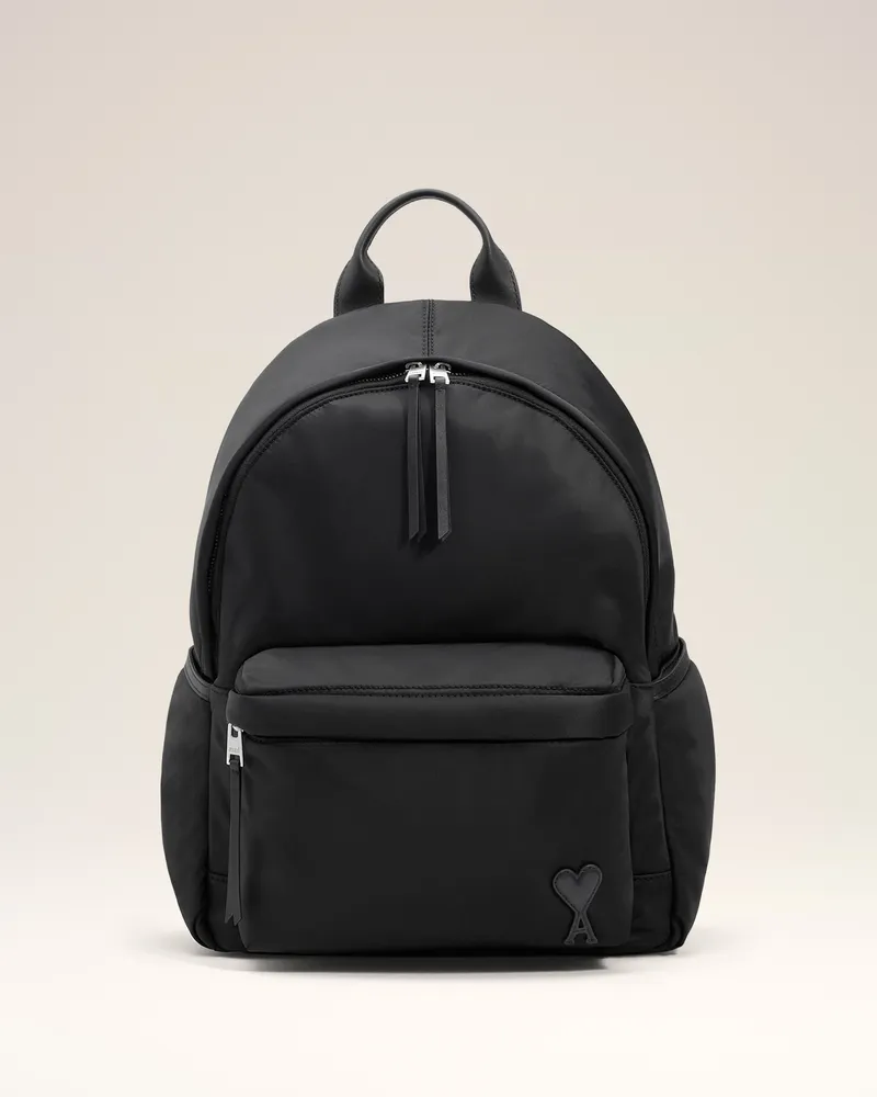 AMI Paris Marcel Rucksack aus schwarzem Nyloncanvas Schwarz Unisex Schwarz
