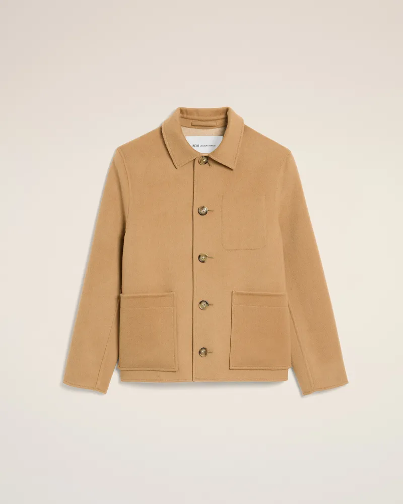 AMI Paris Beiger Blouson aus Wolle und Kaschmir mit Knöpfen Beige - Größe für Herren Beige