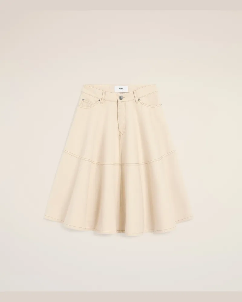 AMI Paris Midirock aus weißer Baumwolle  Weiß für Damen Off-weiss
