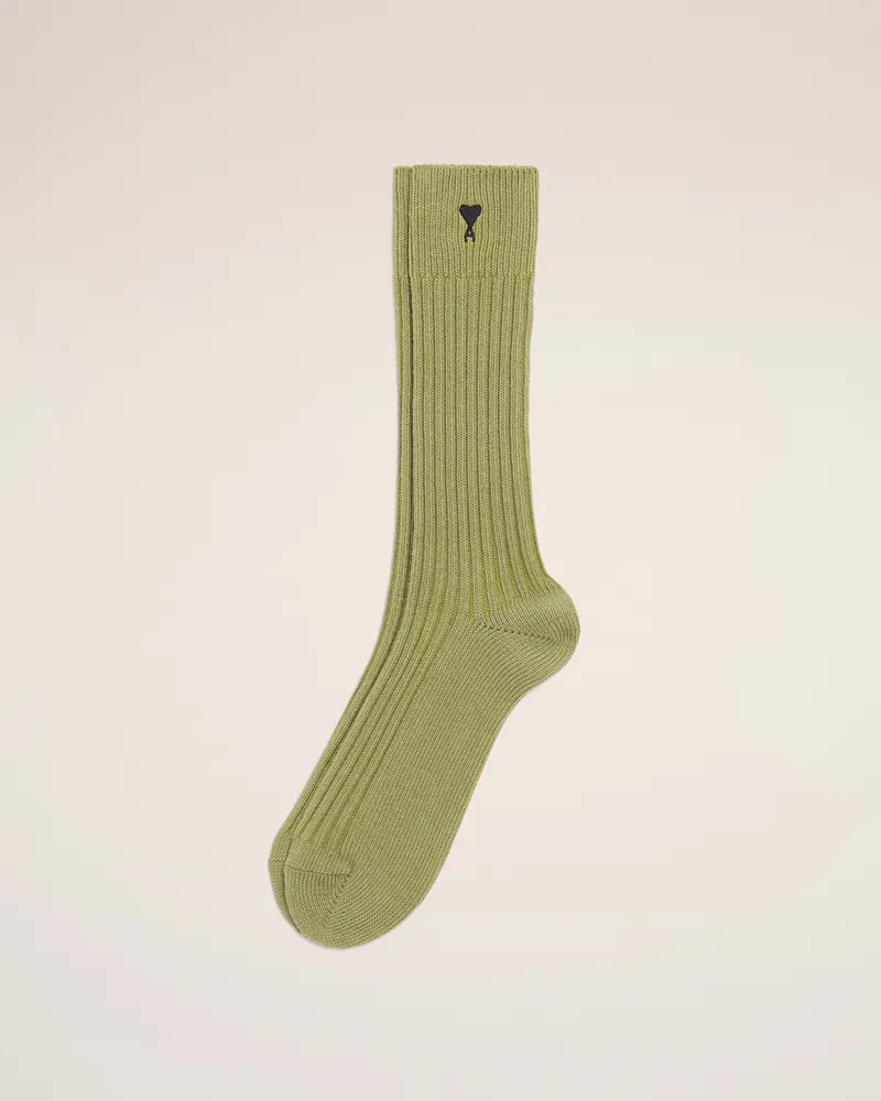 AMI Paris Grüne Baumwollsocken Ami De Coeur Grün Unisex Matcha