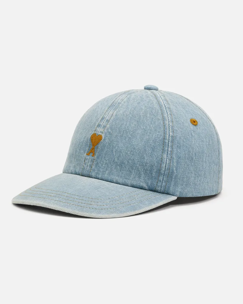 AMI Paris Ami de Coeur Cap aus blauem Denim-Baumwolle Blau - Größe Unisex Blau