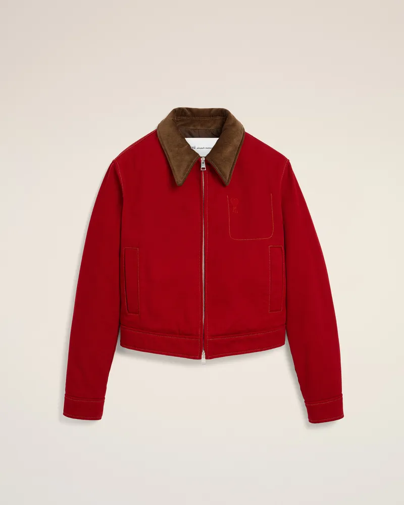 AMI Paris Ami de Coeur Blouson aus rotem Baumwollstoff Rot - Größe für Damen Rubinrot