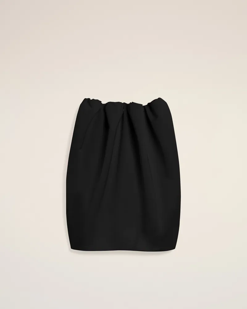 AMI Paris Midirock aus schwarzem, gerafftem Satin Schwarz - Größe für Damen Schwarz