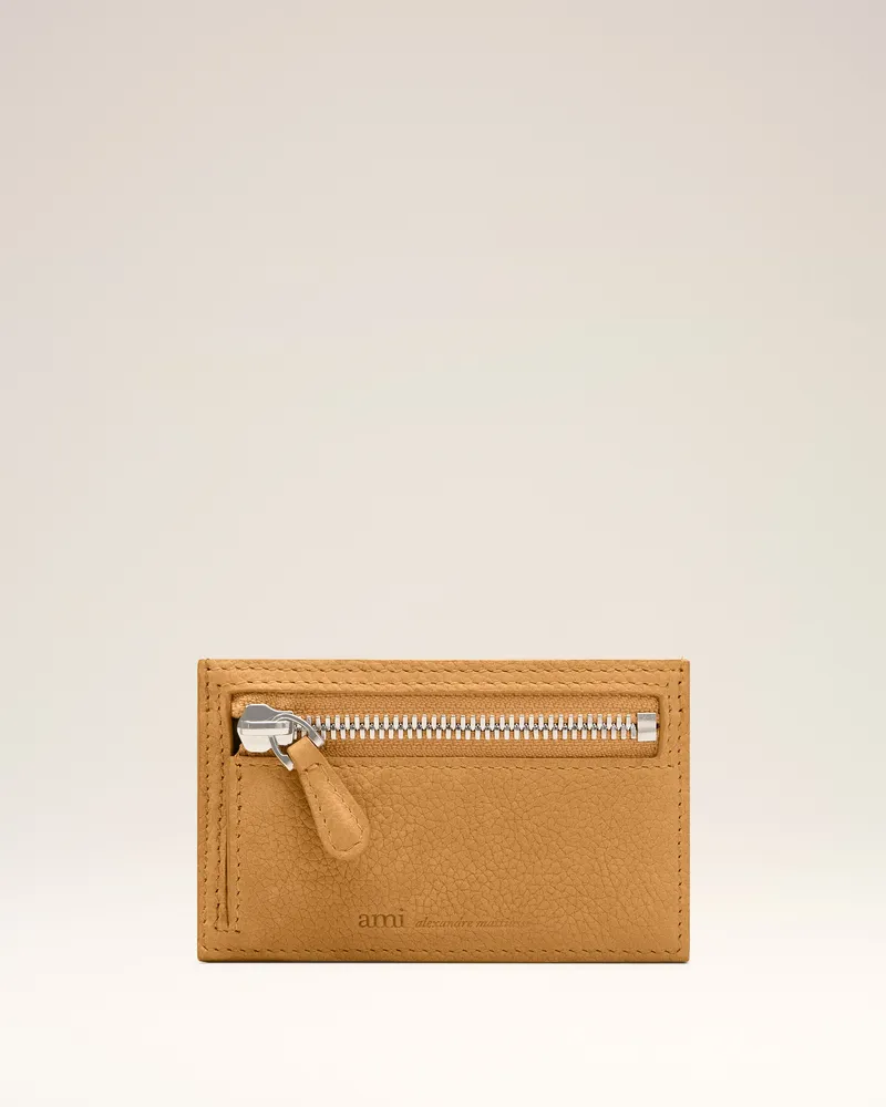 AMI Paris Gelbes Carrousel Kartenetui mit Reißverschluss aus Rindsleder Gelb Unisex Honig