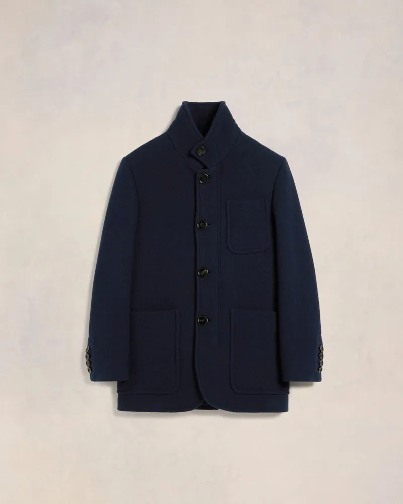 AMI Paris Kurzer Oversize-Mantel Blau - Größe für Damen Navyblau