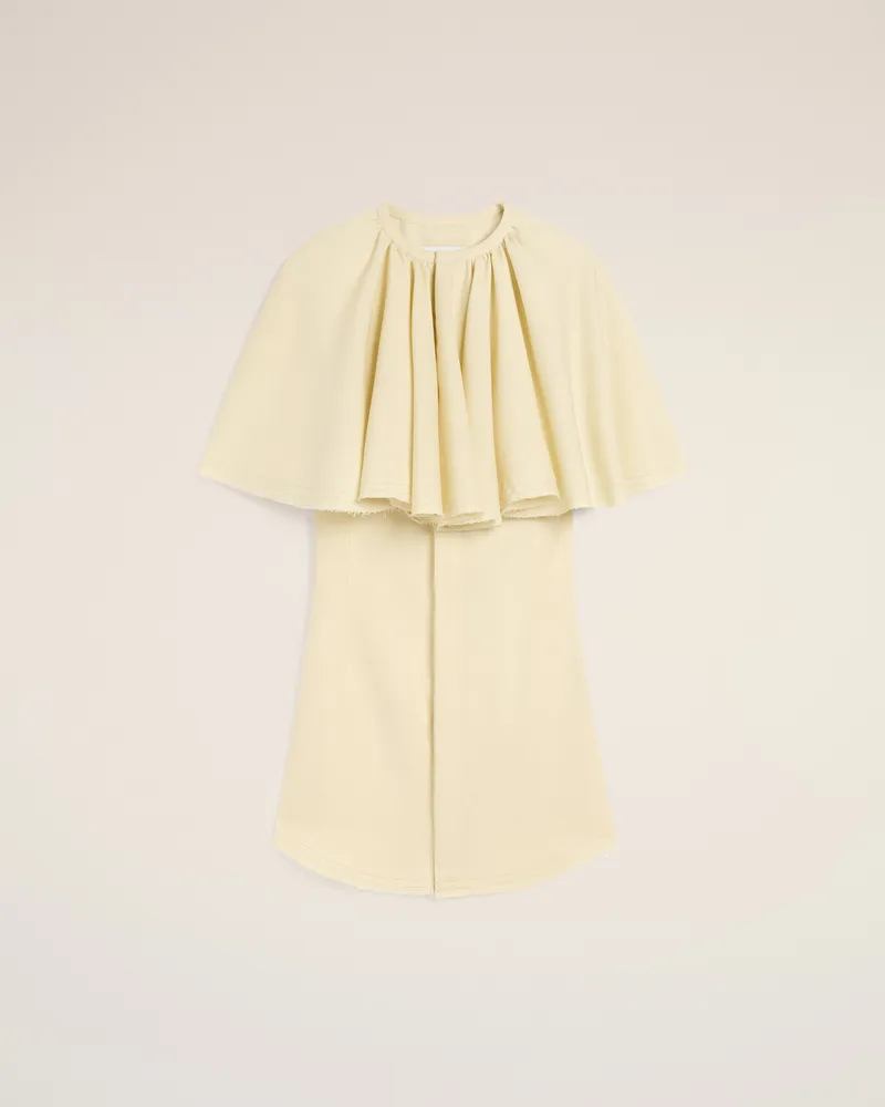 AMI Paris Gelbes Hemdkleid aus Wolle mit Rüschen Gelb - Größe für Damen Butter