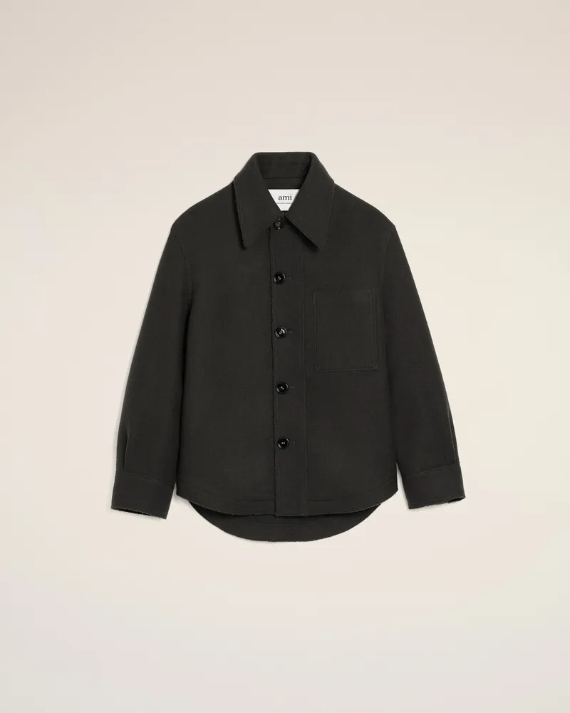 AMI Paris Jacke mit Knöpfen aus Wolle in Schwarz Grau Unisex Anthrazit