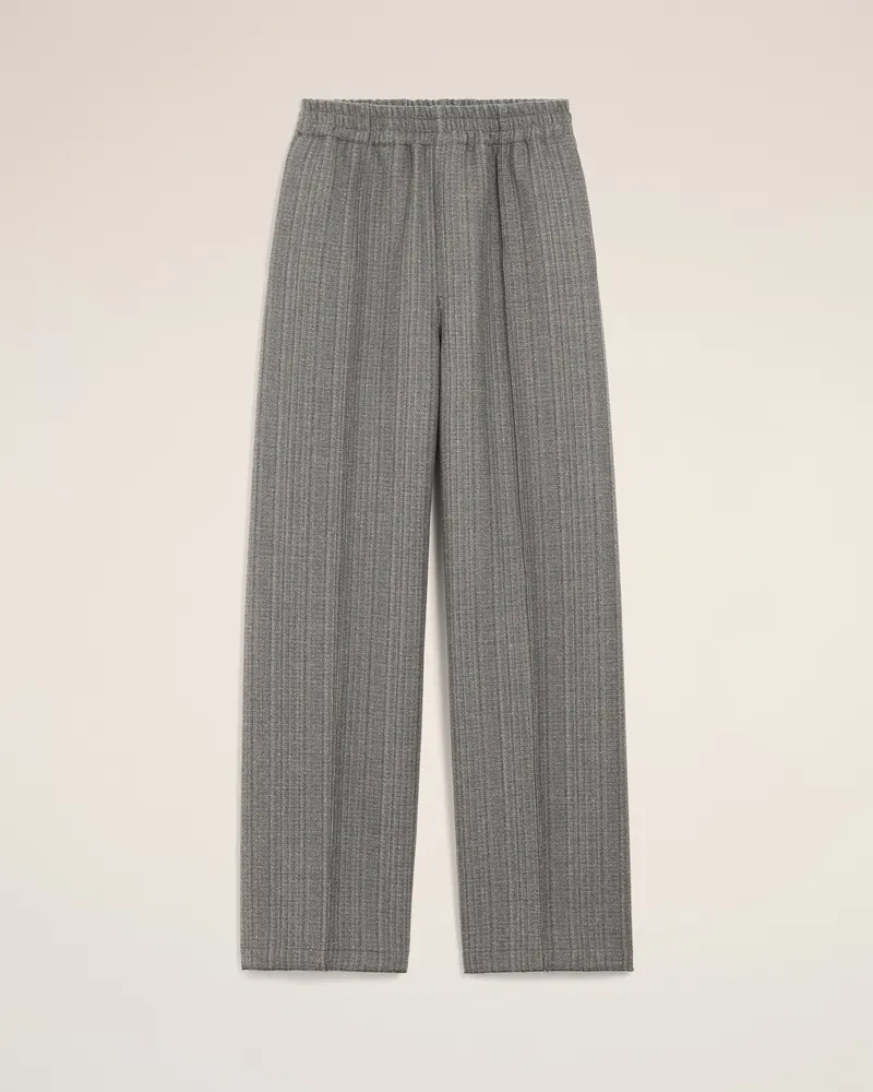 AMI Paris Elastische Hose aus grauer Wolle mit Fischgrätmuster Grau Unisex Grau