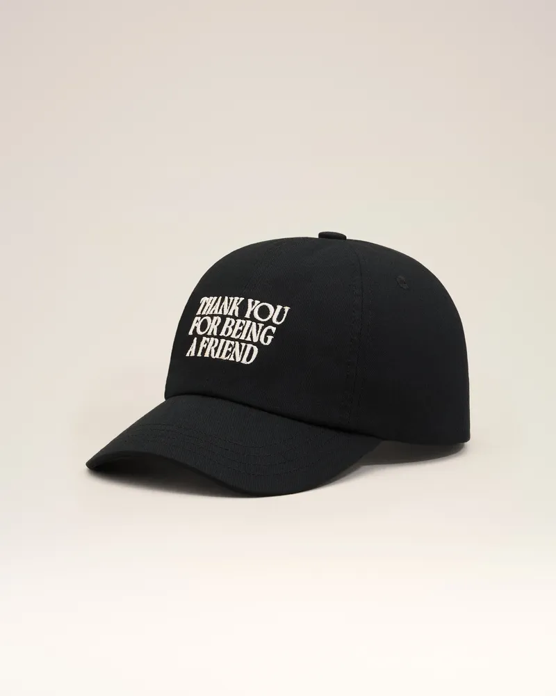 AMI Paris Schwarze Baumwollkappe mit Stickerei Thank You For Being A Friend Schwarz Unisex Schwarz