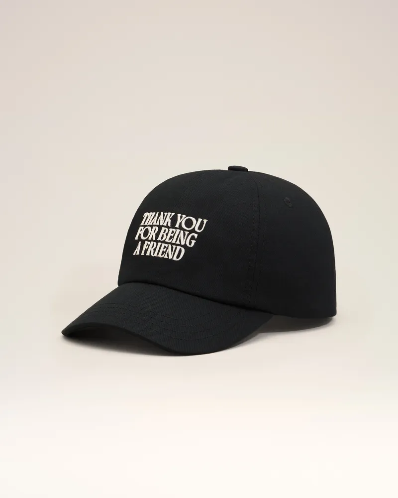 AMI Paris Schwarze Baumwollkappe mit Stickerei Thank You For Being A Friend Schwarz Unisex Schwarz