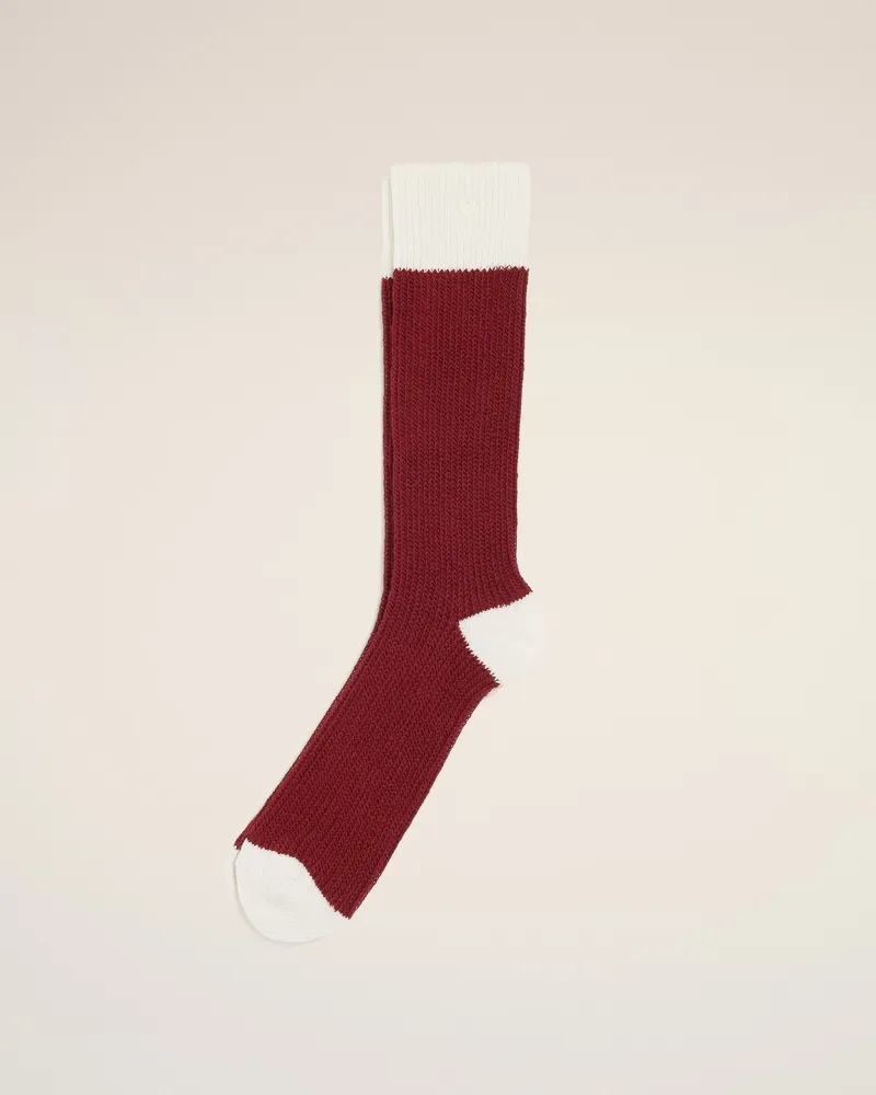 AMI Paris Rote und weiße Baumwollsocken Mehrfarbig Unisex Rubin