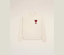 Weißes Sweatshirt aus Baumwolle mit Ami De Coeur Motiv Weiß Unisex