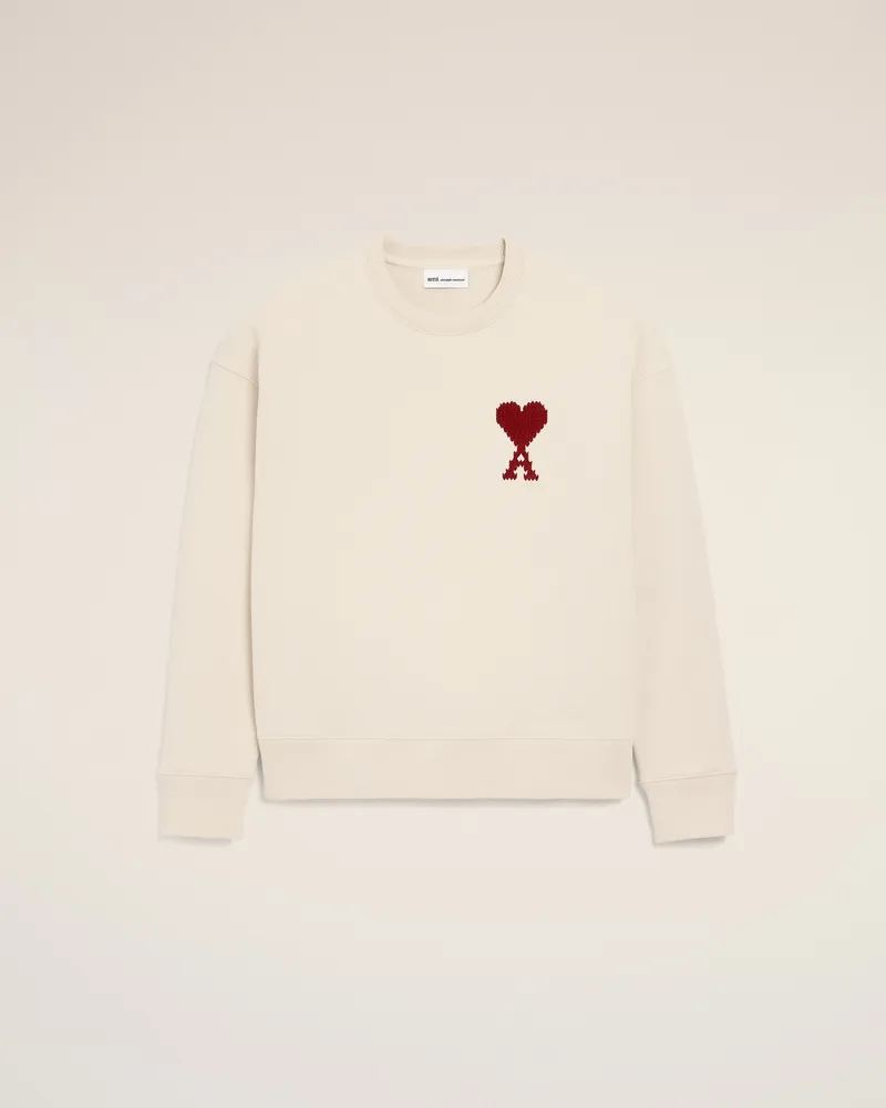AMI Paris Weißes Sweatshirt aus Baumwolle mit Ami De Coeur Motiv Weiß Unisex Mond