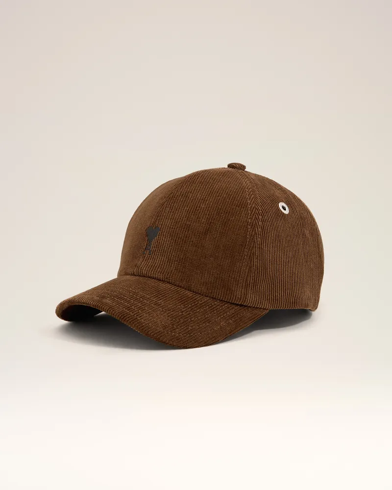 AMI Paris Ami de Coeur Cap aus braunem Baumwollcord Braun - Größe Unisex Schokoladenbraun