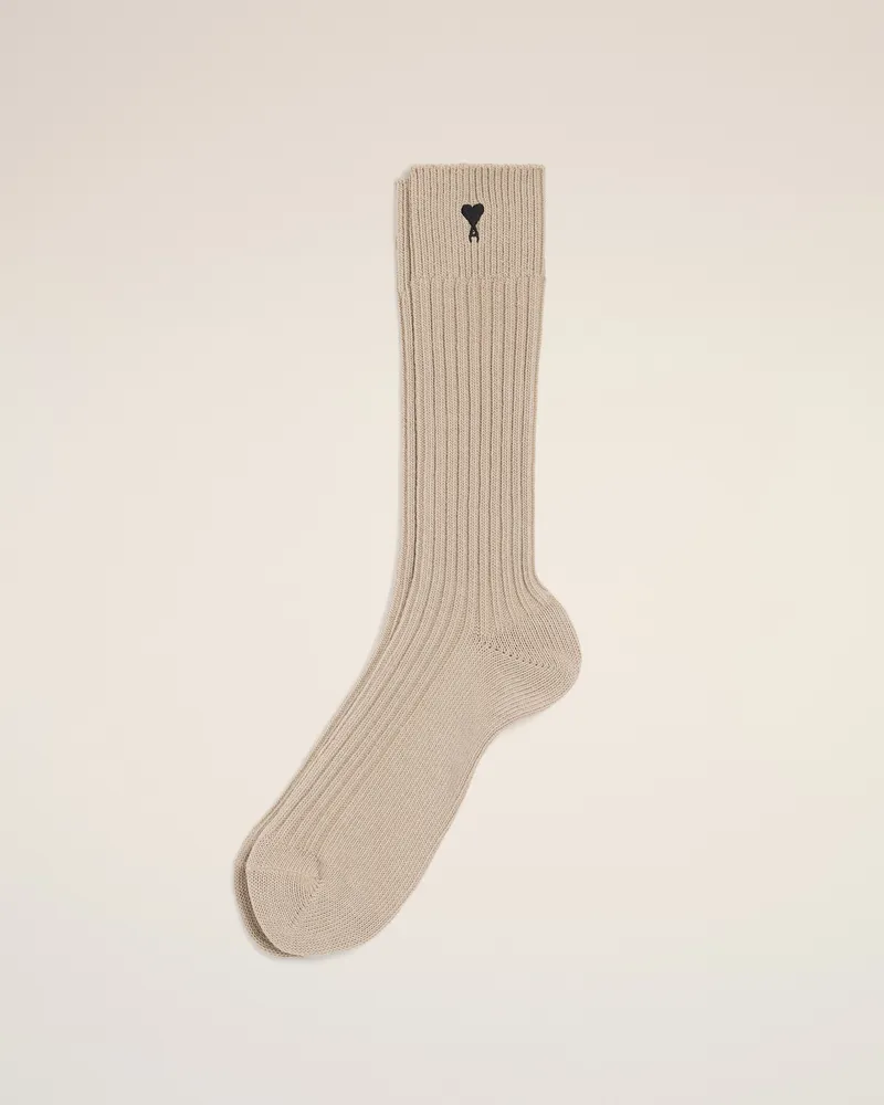 AMI Paris Beigefarbene Baumwollsocken Ami De Coeur Beige Unisex Taupegrau
