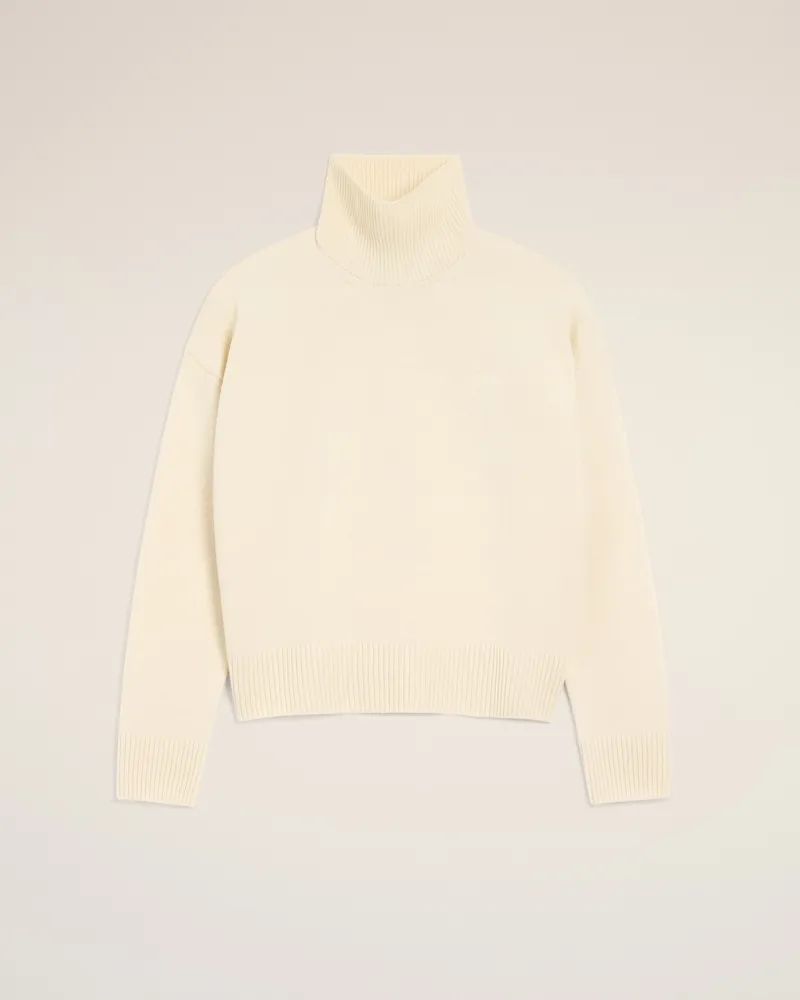 AMI Paris Ami De Coeur Pullover mit hohem Stehkragen aus Wolle in Weiß Weiß Unisex Ivory