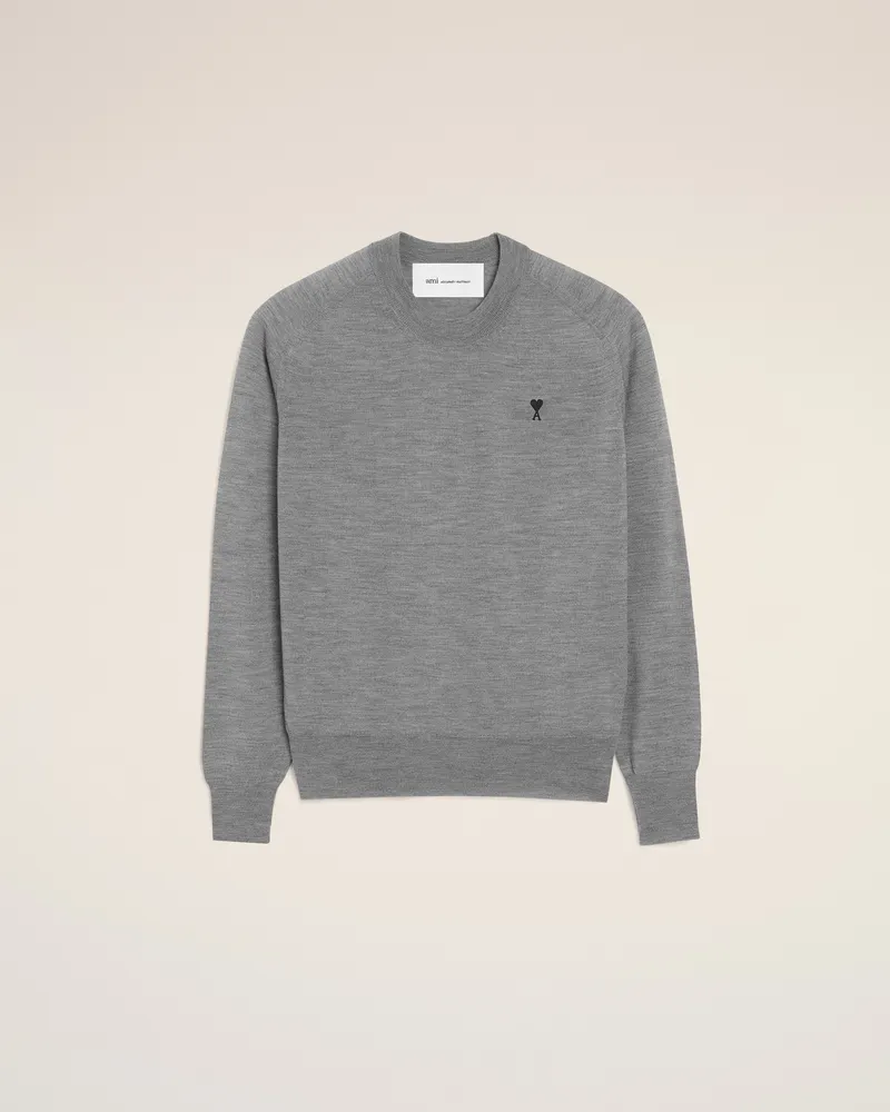 AMI Paris Grauer Ami De Coeur Pullover aus Wolle mit Rundhalsausschnitt Grau für Herren Heather