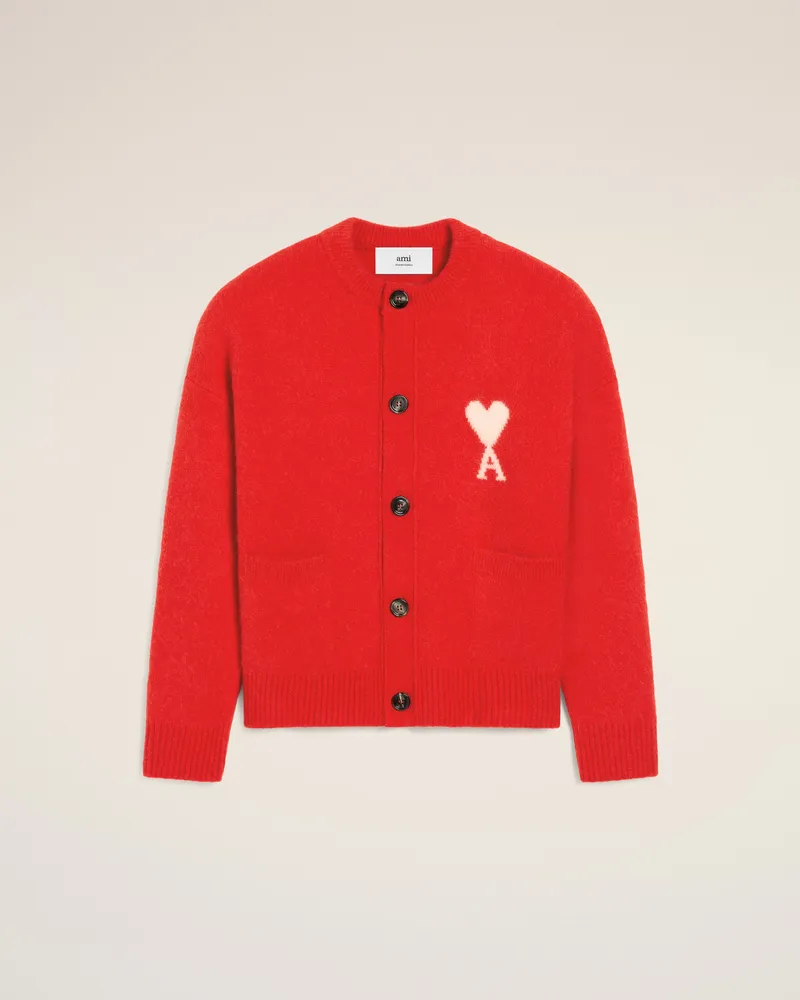 AMI Paris Ami De Coeur Cardigan aus Alpakawolle in Rot Rot Unisex Red