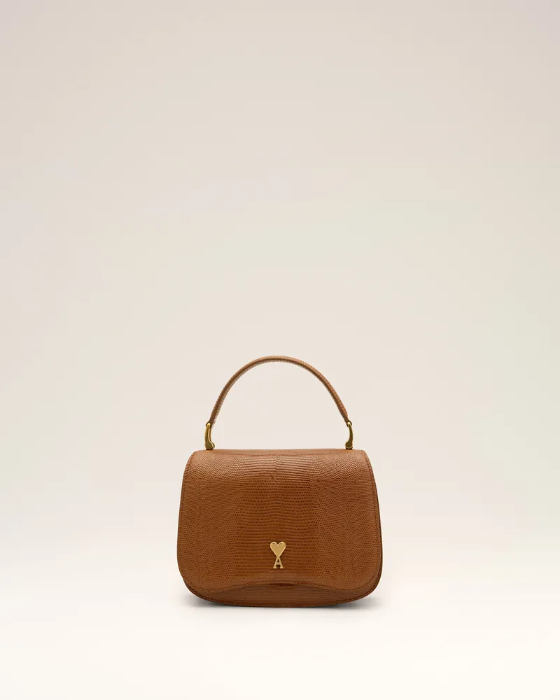 AMI Paris Paris Paris Top Handle Bag aus braunem, lizardgeprägtem Rindsleder Braun - Größe Unisex Cognac