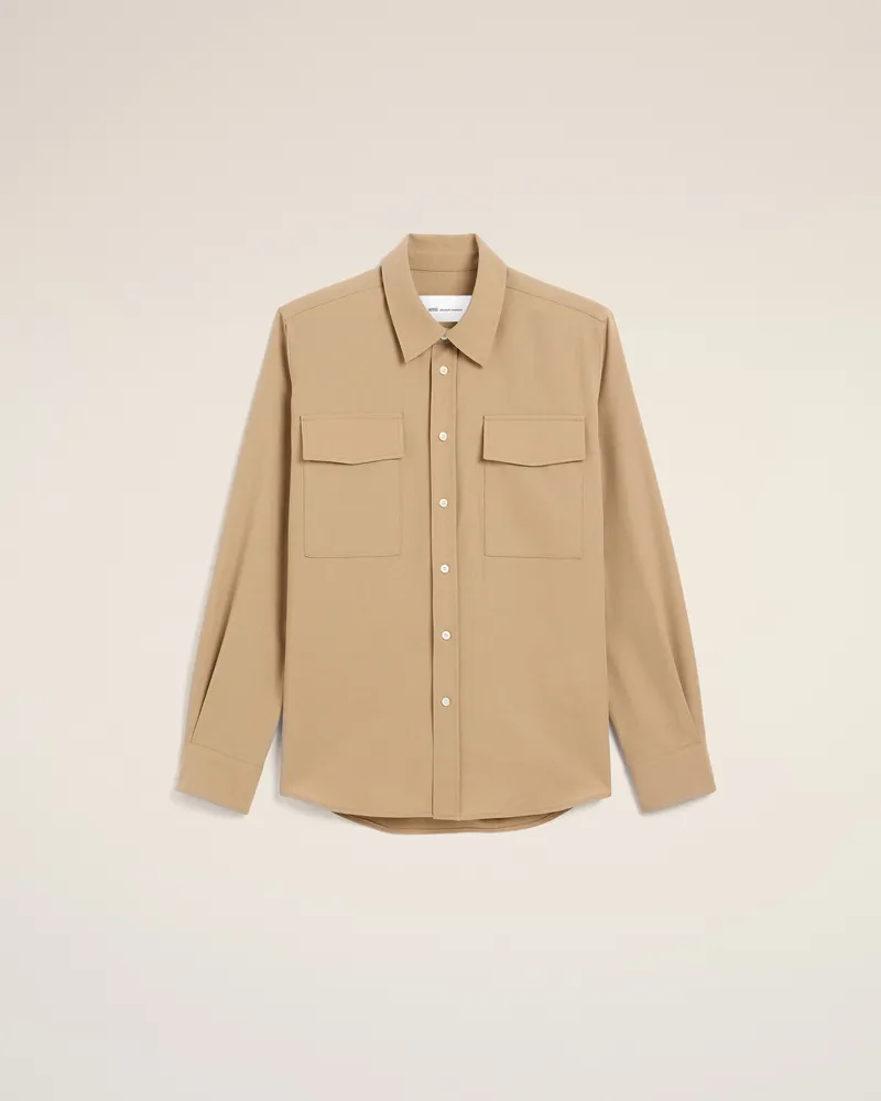 AMI Paris Beiges Hemd aus Wolle Beige - Größe für Herren Beige