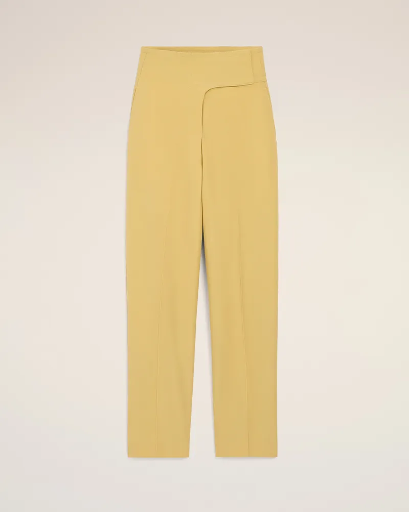 AMI Paris Gelbe Hose mit Gürtel und Umschlag aus neuer Wolle Gelb für Damen Pastellgelb