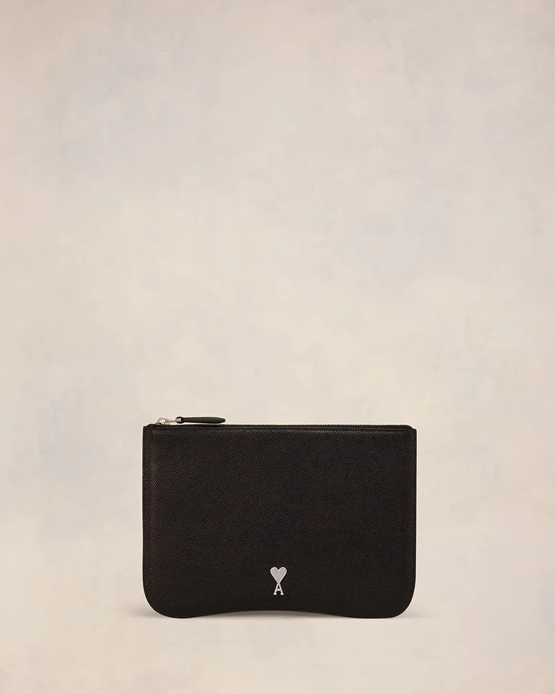 AMI Paris Paris Paris Etui aus schwarzem Leder Schwarz - Größe Unisex Schwarz