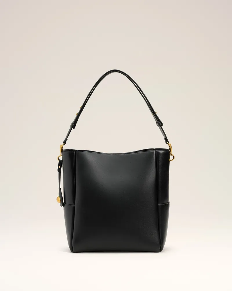 AMI Paris Carrousel Bucket Bag aus schwarzem Glattleder Schwarz Unisex Schwarz