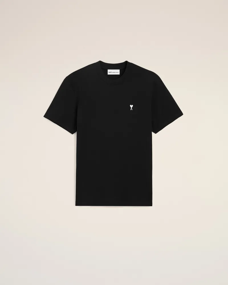 AMI Paris Ami De Coeur T-Shirt aus schwarzer Baumwolle Schwarz für Herren Schwarz