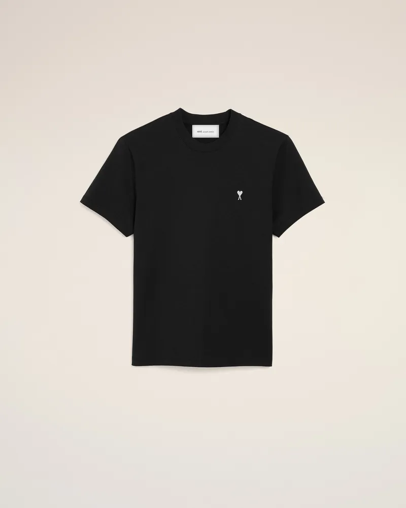 AMI Paris Ami De Coeur T-Shirt aus schwarzer Baumwolle Schwarz für Herren Schwarz