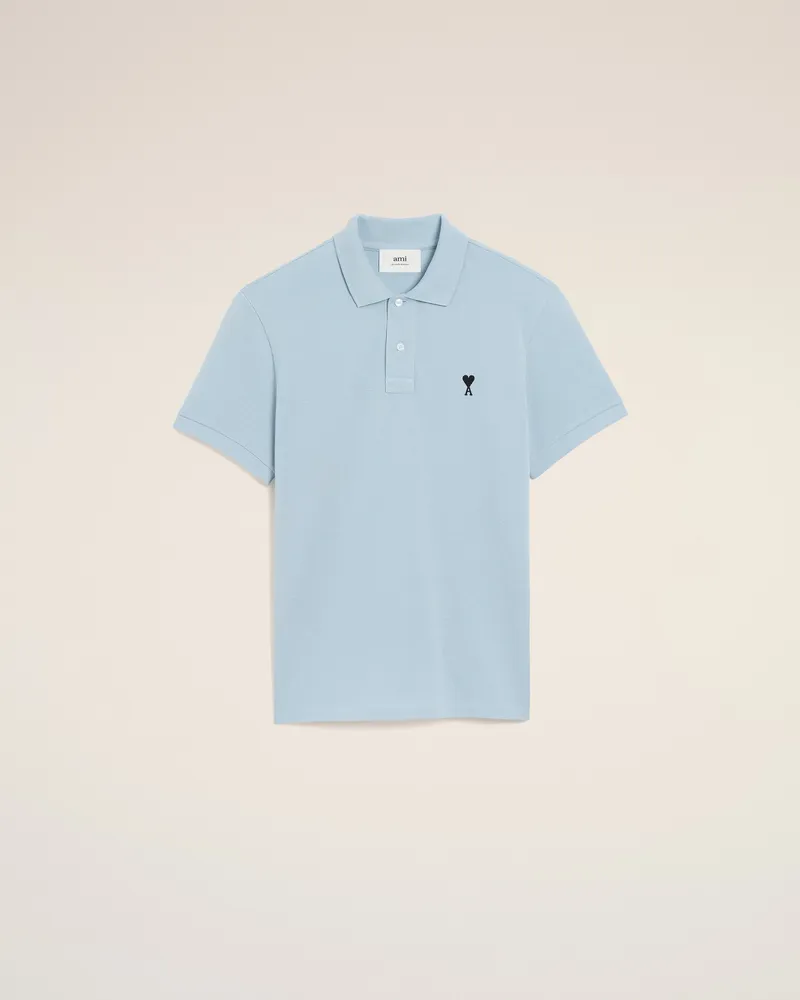 AMI Paris Ami De Coeur Polohemd aus blauer Baumwolle mit Kontrast Blau für Herren Sky