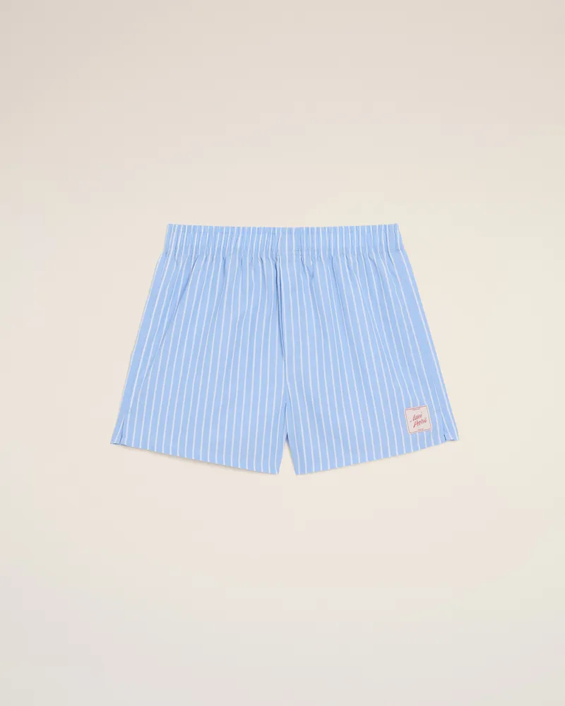 AMI Paris Blaue Baumwollstreifen-Shorts Blau für Herren Kaschmirblau