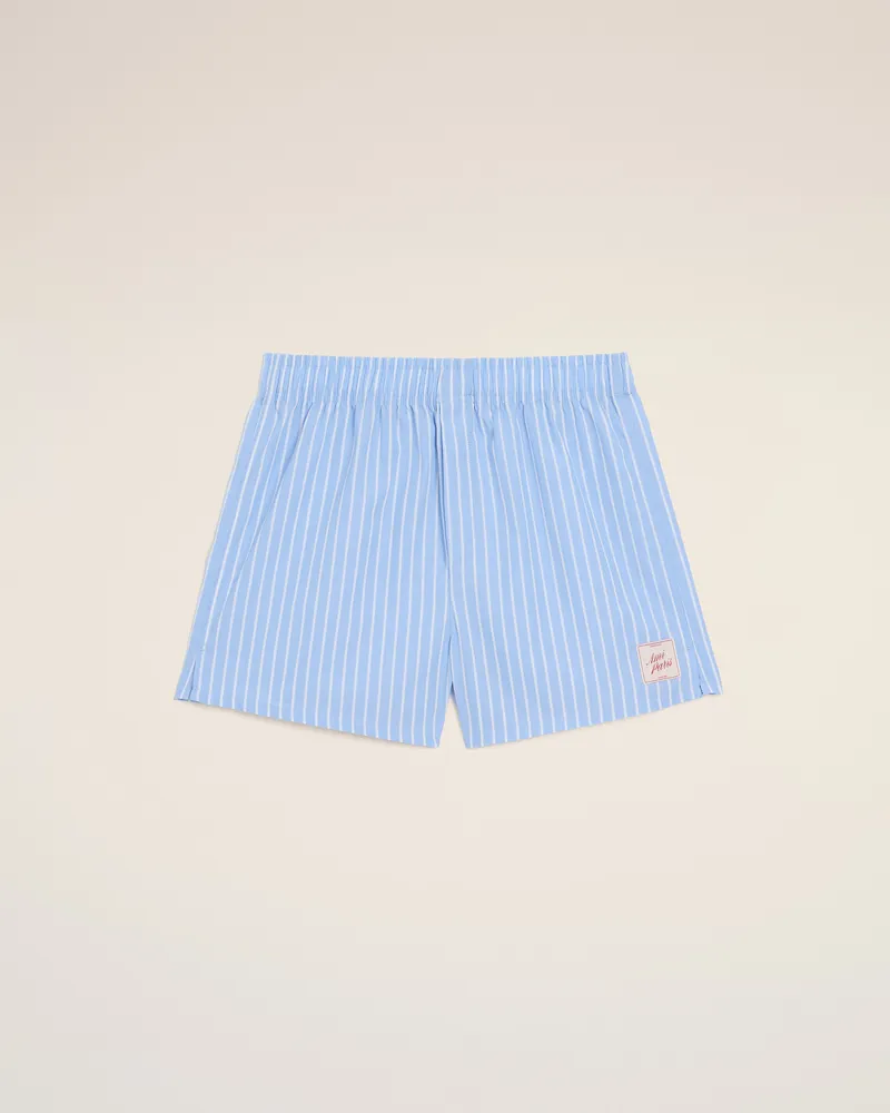 AMI Paris Blaue Baumwollstreifen-Shorts Blau für Herren Kaschmirblau