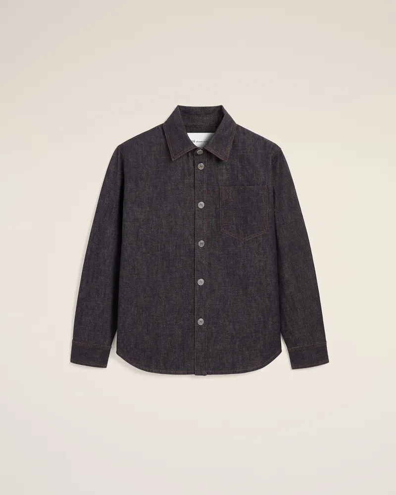 AMI Paris Ami de Coeur Overshirt aus blauem Baumwollstoff Blau - Größe Unisex Indigo