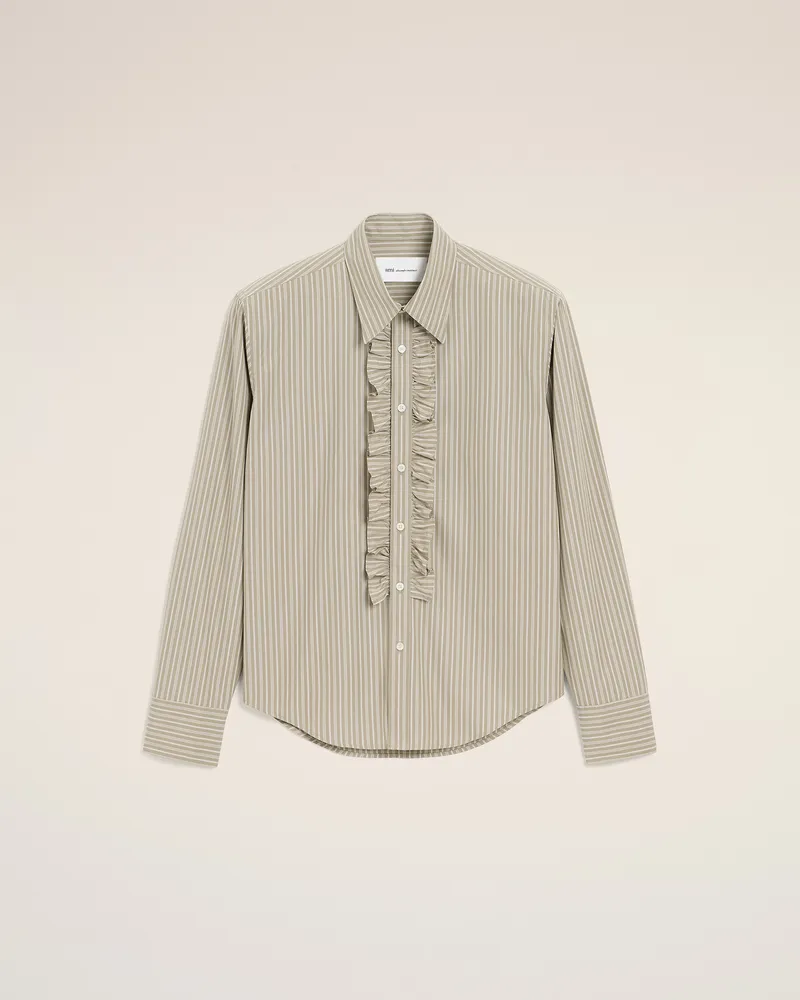 AMI Paris Beiges Baumwollhemd mit langen Ärmeln und Rüschen Beige für Herren Beige