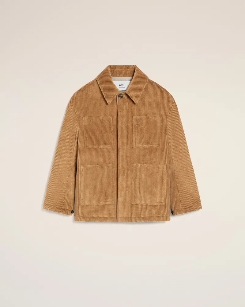 AMI Paris Worker-Jacke aus Baumwollcord in Braun Braun Unisex Camel