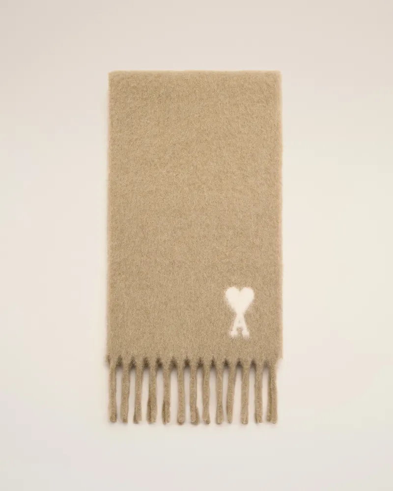 AMI Paris Ami de Coeur Schal aus beigem Alpaka Beige - Größe Unisex Beige