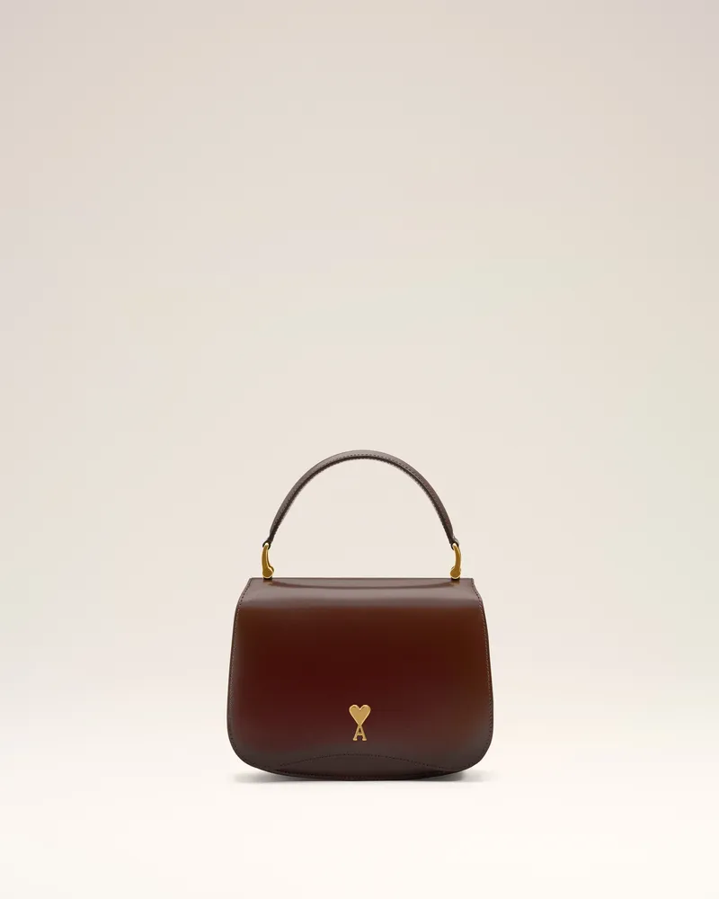 AMI Paris Paris Paris Tasche mit Henkel aus glasiertem Leder in Burgundy Rot Unisex Cherry
