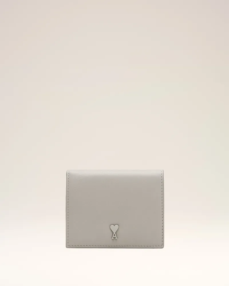 AMI Paris Graue Ami de Coeur Bifold-Geldbörse aus Rindsleder Grau Unisex Helles