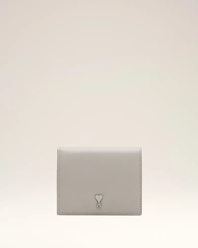 AMI Paris Graue Ami de Coeur Bifold-Geldbörse aus Rindsleder Grau Unisex Helles