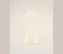 Weißes Strickkleid mit Godets Weiß für Damen