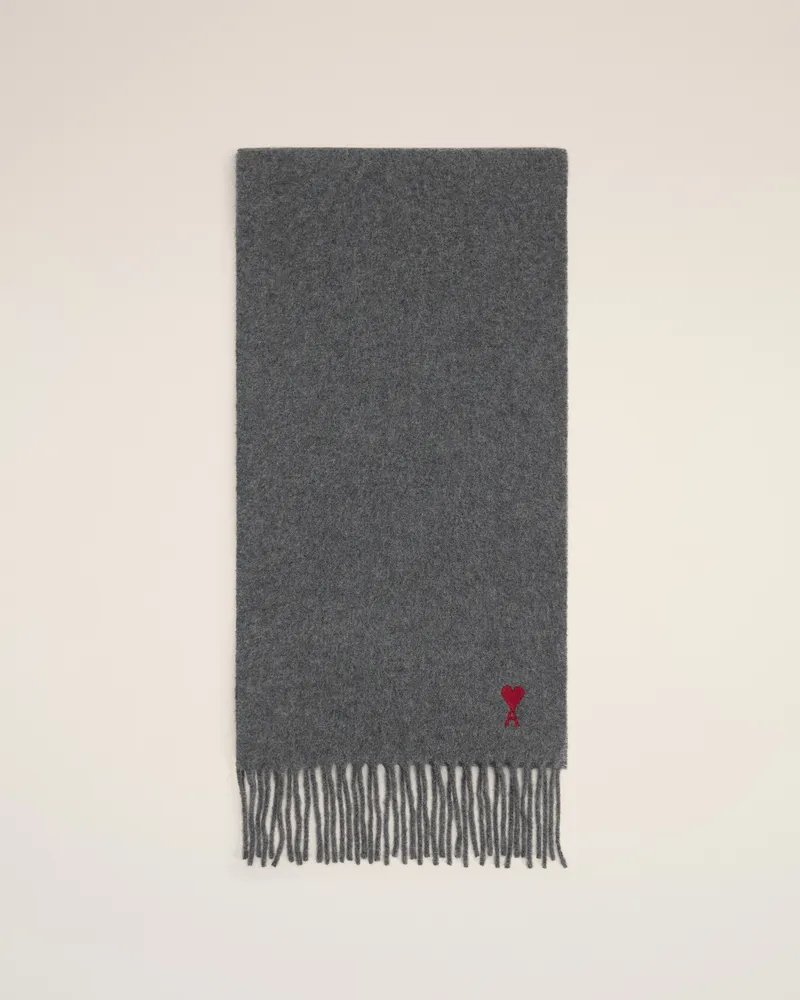 AMI Paris Ami de Coeur Schal aus grauer Wolle Grau - Größe Unisex Dunkelgrau