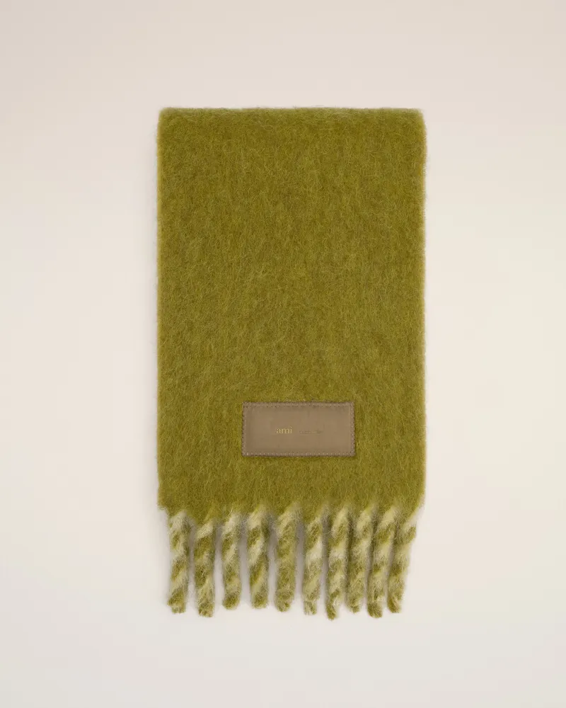 AMI Paris Zweifarbiger Schal aus grüner Alpakawolle  Grün Unisex Bronze