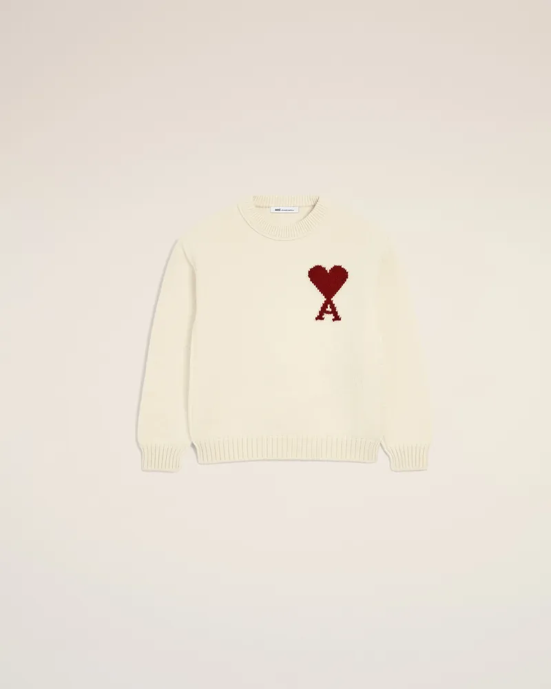 AMI Paris Ami De Coeur Pullover mit Rundhalsausschnitt aus Wolle in Weiß Weiß - 6 Jahre - Kinder Off