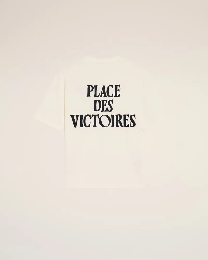 AMI Paris T-Shirt aus weisser Baumwolle mit Print Place des Victoires Weiß Unisex Weiss