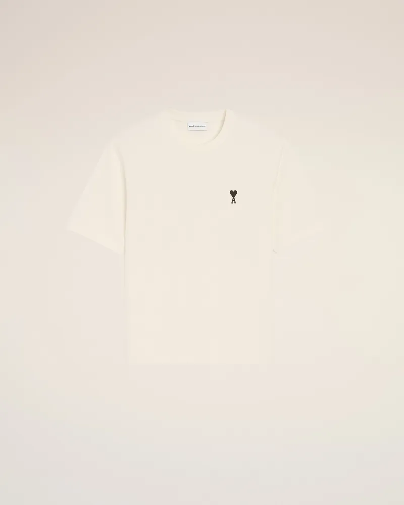 AMI Paris T-Shirt aus weisser Baumwolle mit Print Place des Victoires Weiß Unisex Weiss