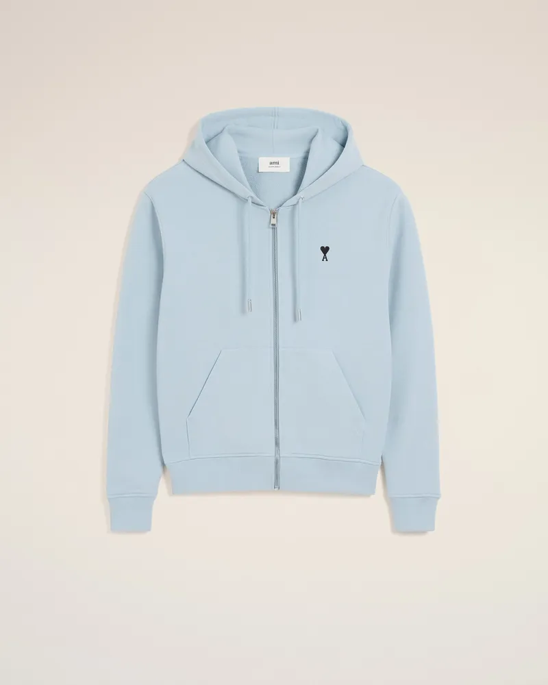 AMI Paris Ami De Coeur Kapuzenpullover aus blauer Baumwolle mit Reißverschluss Blau für Herren Sky
