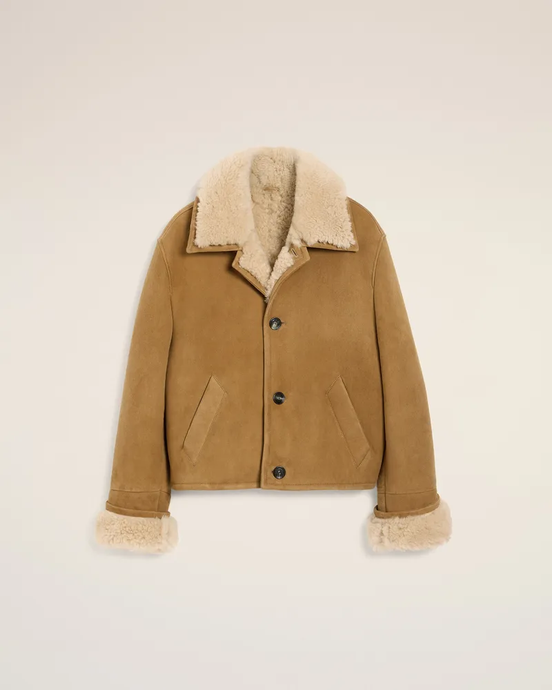 AMI Paris Geknöpfte Jacke aus Shearling in Braun Braun Unisex Camel