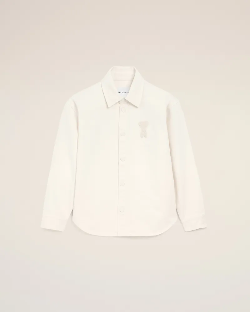 AMI Paris Weißes Ami De Coeur Überhemd aus Baumwollstrick Weiß Unisex Weiss