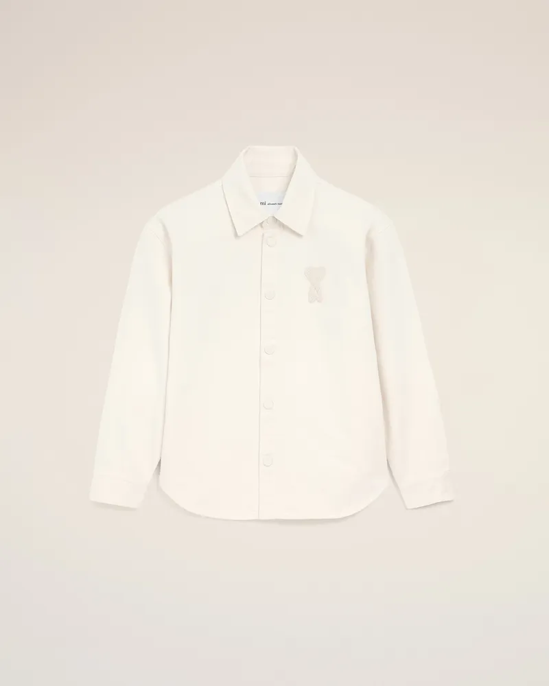 AMI Paris Weißes Ami De Coeur Überhemd aus Baumwollstrick Weiß Unisex Weiss