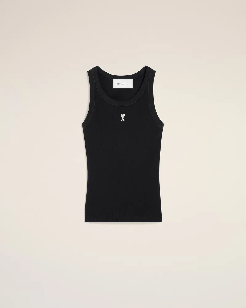 AMI Paris Schwarzes Ami De Coeur Baumwoll-Tanktop Schwarz für Damen Schwarz